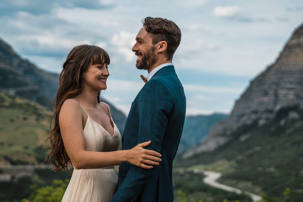 couple seen laughing together