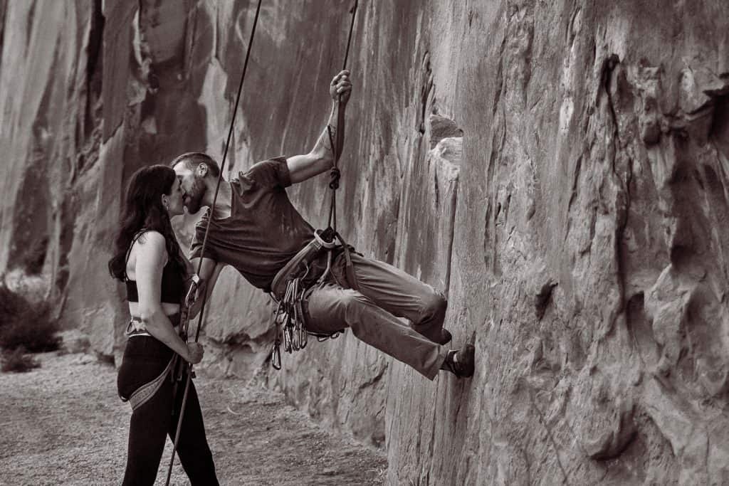 Rock Climbing Adventure Couple in Moab, Utah