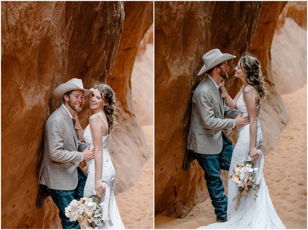 bride and groom Arches National Park Elopement