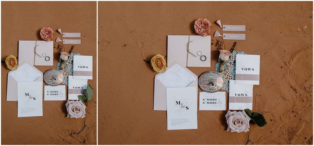 detail shot of invitation for Arches National Park Elopement