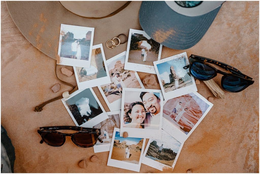 polaroids of adventure session in the arches national park