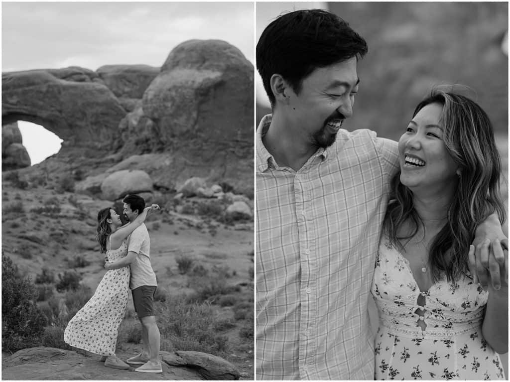 photo of couple hugging in black and white