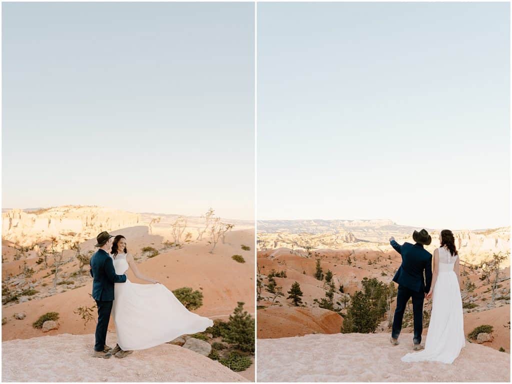 Bryce Canyon Elopement photoshoot overlooking the Utah scenery 