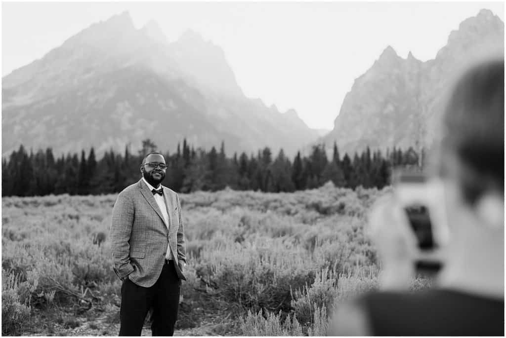 black and white Grand Teton National Park Elopement