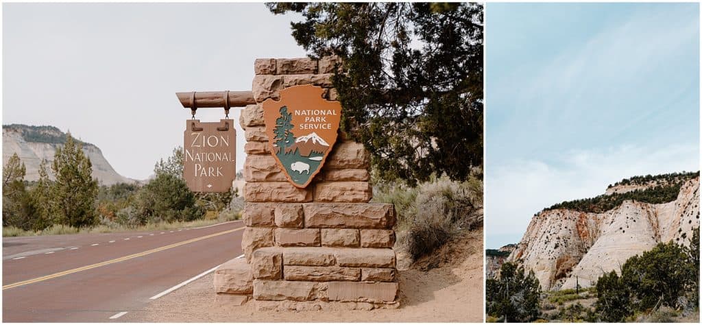 Zion national park entrance 
