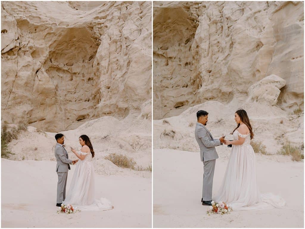 Southern Utah Elopement bride and groom private moment 