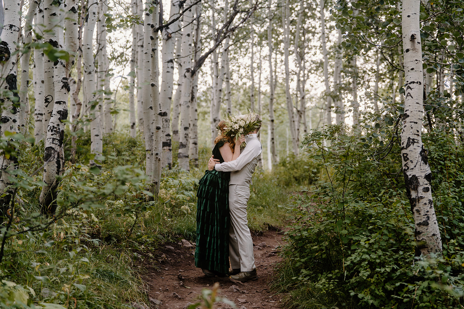 A couple pose for their Salt Lake City vow renewal
