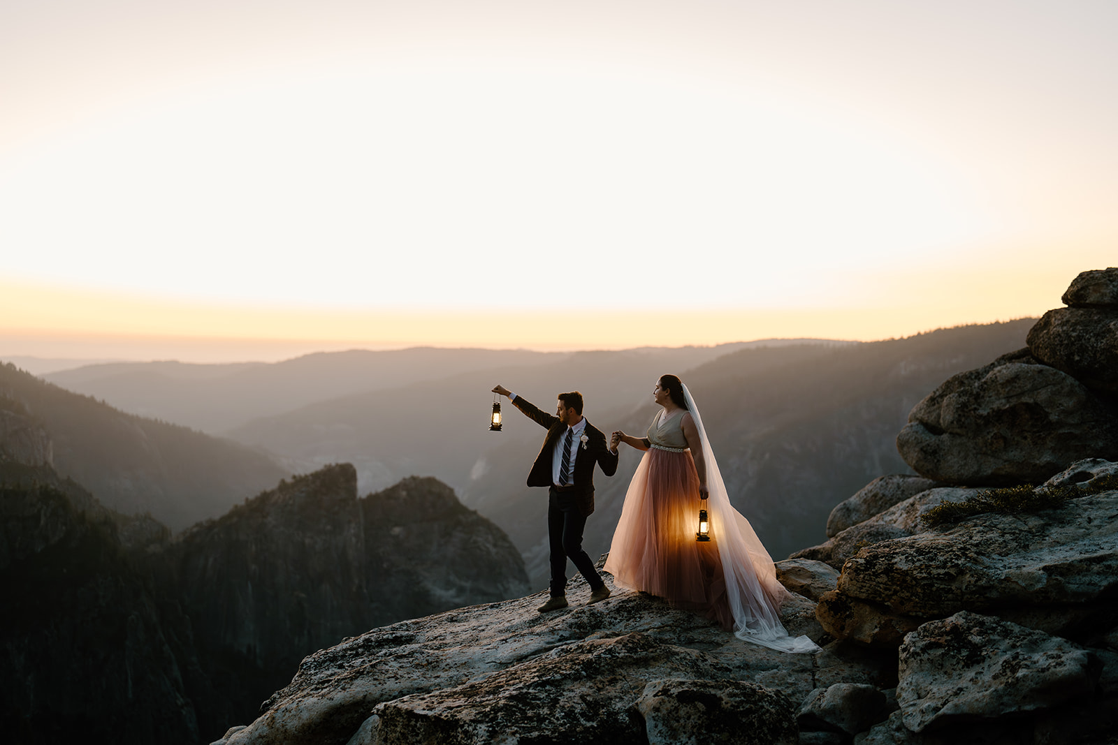 A couple explores the Yosemite valley during their two-day elopement adventure.