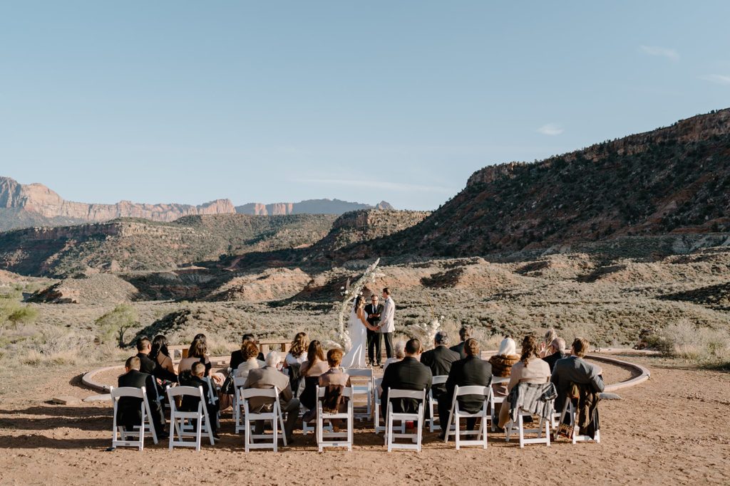 A bride and groom get married on the second day of their two-day elopement in front of their friends and family. 